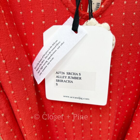 Ace & Jig Alley Jumper Sriracha Size Small Jumpsuit NWT Red Orange‎ Striped - Picture 6 of 17